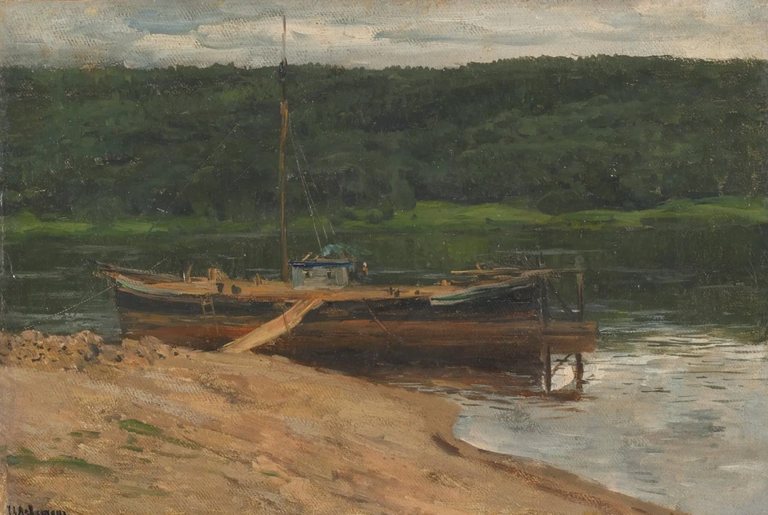 Gray Day. Forest Above the River. Study for the Painting "On the Volga"