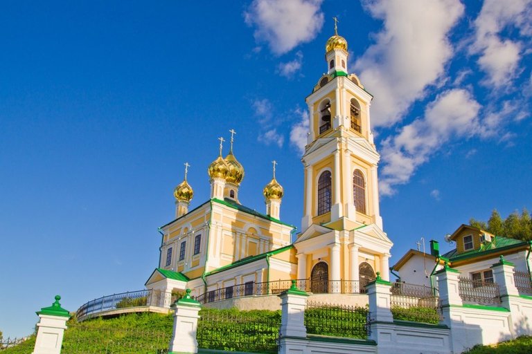 The stone Church of the Resurrection in Plyos