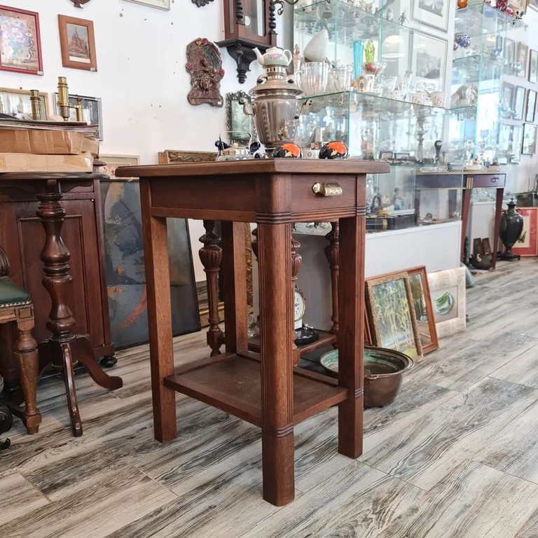 Antique Samovar Table with Drawer