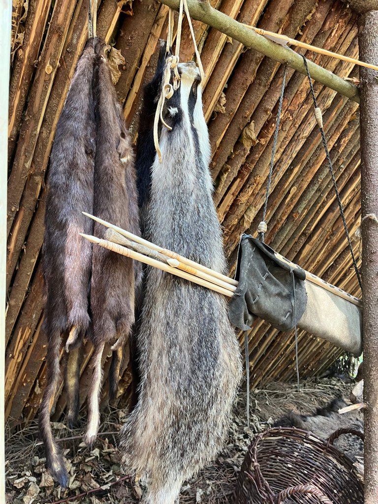 Hunter's Corner. Animal Skins and Arrows