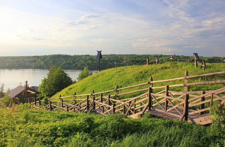 Wooden Staircase to Levitan Hill in Plyos