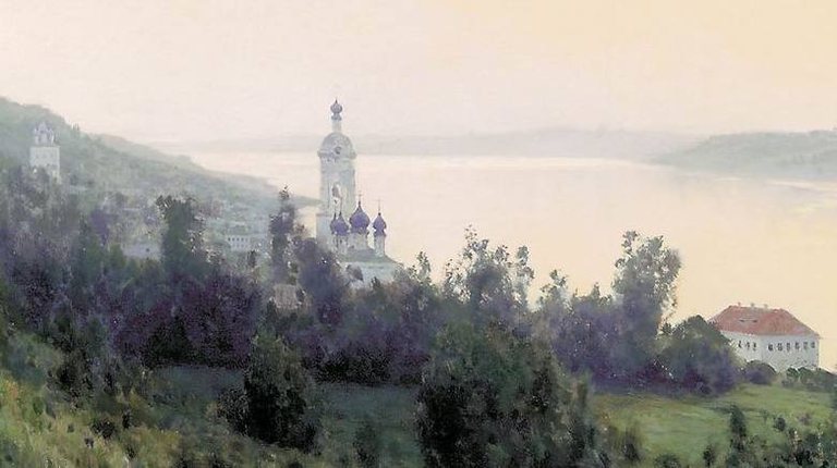 Fragment of I. I. Levitan's painting “Evening. Golden Plyos” 1889